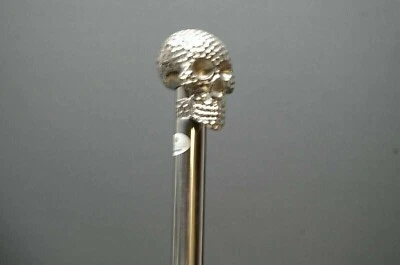 Luxury Stainless Steel Cane Designer walking stick Mystic Skull Brass Handle - Image 1 of 4