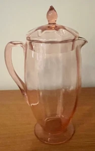 Vtg Tiffin Pitcher Jug with Lid 14194 Wide Panel Optic Pink 1930s Rare - Picture 1 of 14