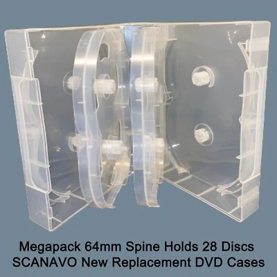 28 Way Clear Megapack DVD 64mm [28 Discs] New Empty Replacement SCANAVO Case LOT