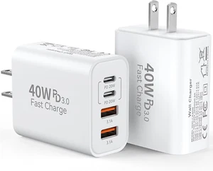 USB C Charger Block, 40W 4-Port Type C Charger Fast Phone Charging Block Cube PD - Picture 1 of 12