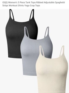 QQQ Women’s 3 Piece Tops Seamless Workout Adjustable Spaghetti Shirts Med - Picture 1 of 6