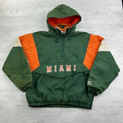 Chaqueta De Colección Años 90 Miami Hurricanes Starter Talla Mediana Verde Puffer College Foto 1 de 4