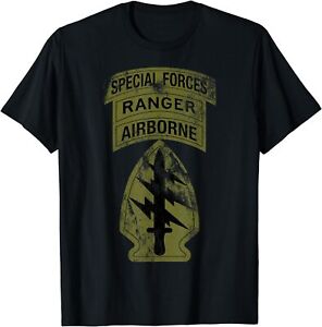 New Limited US Army Special Forces, SF Ranger Tab, OD Green Vintage T-Shirt