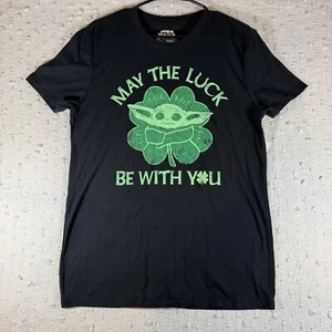 Men’s medium St. Patrick’s Day Grogu Star Wars T-shirt crew short sleeve black - Picture 1 of 9