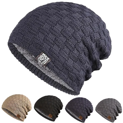 Unisex Knitted Woolly Winter Slouch Thermal Insulated Beanie Hat Cap One Size UK - Image 1 of 4