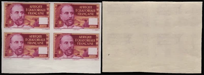 FRENCH EQUATORIAL GUINEA- 1937-Liotard imperforate trial color proof Scott # 68 - Image 1 of 3