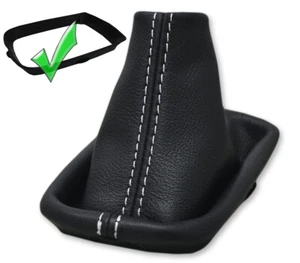 VOLVO V50 S40 C30 Schaltmanschette Schaltsack + Rahmen Echtes Leder Weißer Faden - Bild 1 von 4