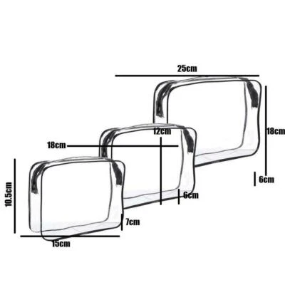 NEW Waterproof Travel Bag Set Transparent Makeup Toiletry Clear Pouch UK Wash - Image 1 of 4