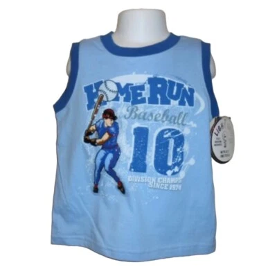 Camiseta TKS para niños pequeños sin mangas iluminada "Home Run" azul 3T nueva con etiquetas Foto 1 de 2