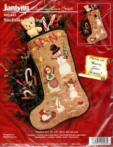 Janlynn SNOFOLKS Christmas Stocking Cross Stitch Kit Snow Folks Snowman NEW - Picture 1 of 4