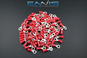 ANILLO DE VINILO CALIBRE 18-22 # 8 ROJO 25 PK TERMINAL DE CRIMPADO AWG GA COCHE SUV - Imagen 1 de 4