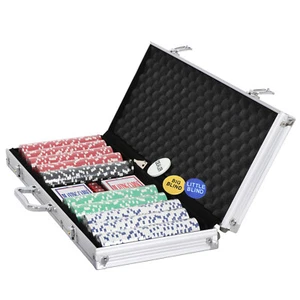 500PCS Poker Chip Set Aluminum Carry Case Texas Hold'em Card Game 4 Holder+5dice - Picture 1 of 9