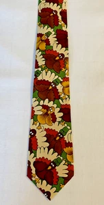 New Boys 51" Thanksgiving Turkeys Cotton Necktie Brown Beige Autumn Fall Unique - Picture 1 of 5