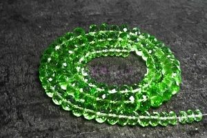 AAA+ Rare Green Sapphire Faceted Rondelle Sparkling Gemstone Beads 7-8mm 16 Inch - Picture 1 of 4