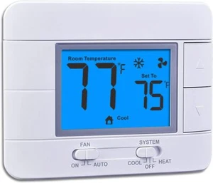 Upgraded Digital Non-Programmable Thermostat for Home 1 Heat/1 Cool Single Stage - Picture 1 of 7