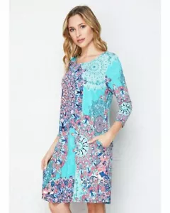 Jaded Heart Bold Print Swing Dress with 3/4 Sleeves and Pockets - Imagen 1 de 4