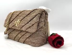 AUTH NWT Tory Burch Small Kira Draped Raffia Convertible Shoulder Bag In Camel - Picture 1 of 21