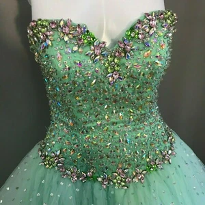 Mori Lee Size 4 Mint and Sequins Quinceneara/Prom Ball Gown Dress - Picture 1 of 5