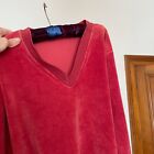 Vintage Velour V Neck Sweatshirt Top 70S 80S Approx Size 8/10