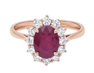 0.36ct Diamante Natural 14k Bis Contraste Oro Rosa Rubí Boda Anillo - Imagen 1 de 4