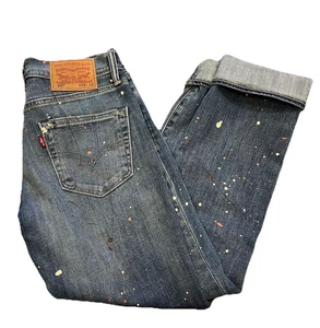 LEVI'S STRAUSS BLUE DENIM JEANS PANTS PAINT SPLATTER SZ 28X30 STRAIGHT LEG (28) - Picture 1 of 6