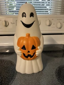 Halloween Ghost Holding Pumpkin Decor 12.5"H  Blow Mold  LED Light Up ,New - Picture 1 of 4