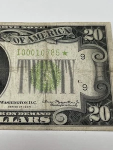 STAR NOTE* 5 DIGIT $20 Dollar Bill - 1934 Federal Reserve Note * PAPER CURRENCY  - Picture 1 of 7