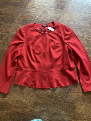 NEW Talbots Peplum Red Zip Blazer Jacket Women’s Size 20 NWT $129 - Image 1 of 4
