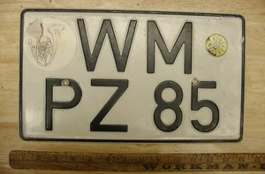 Vintage Germany ?? Abgelaufenes Nummernschild, Etikett, WM PZ 85,7-7/8" x 13-1/2", EXC - Bild 1 von 4
