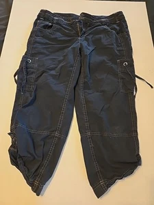 Ana Capri Cargo Pants Women's Blue Size 8 Pockets Button Zipper Pre-owned - Picture 1 of 16