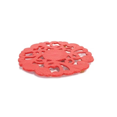 Smart Home Red Enamel Metal Trivet 8” - Image 1 of 3