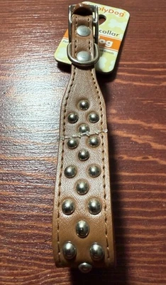 Collar de perro Simply Toy perro-cuello tamaño 3/8 pulgadas x 6-9 pulgadas Tachuelas marrón Chihuahua Foto 1 de 4