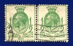 1929 SG434 ½d Green PUC NCom5 Pair Used diyz - Imagen 1 de 2