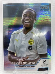 2021-22 Stadium Club Chrome UEFA Youssoufa Moukoko BLUE PRISM Refractor Dortmund - Picture 1 of 2