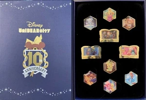 JDS Japan Disney Store 10th UniBEARsity Tangled Beast Dwarfs Tink Boxed Pin Set - Picture 1 of 3