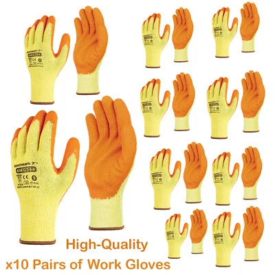 BENCHMARK 10 Pairs Thermal Winter Builders Latex Coated Work Gloves Gardening Construction