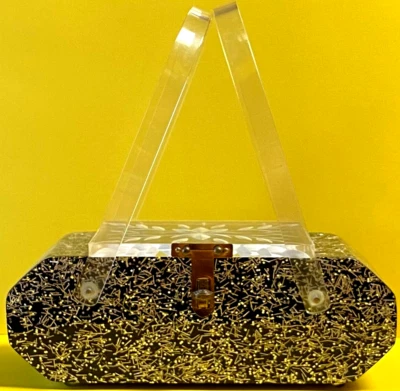 BOLSO CAJA LUCITE VINTAGE DE FLORIDA BOLSOS TAPA CORTE INVERSO AÑOS 50 Foto 1 de 4