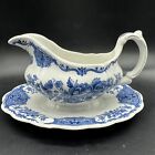 Ridgway Staffordshire Gravy Boat with Attached Underplate Windsor Blue