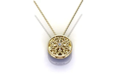 Flower Diamond Necklace (Round 0.03 cts IJ - SI2) 18Kt Yellow Gold  - Image 1 of 4