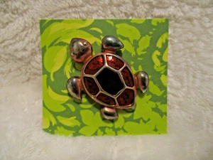 Vintage~Turtle Brooch~Enamel on Gold Tone~Signed~1960's - Picture 1 of 7