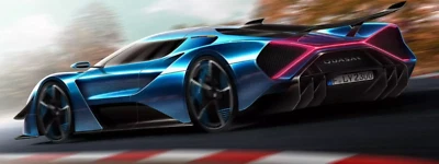 Coche de carreras QUASAR HyperCar SuperCar exótico LeMans personalizado MODELO A ESCALA 1:12 Foto 1 de 4