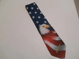 Ralph Marlin Harley Davidson Eagles Stars Stripes Neck Tie 100% Poly 1996 137145 - Picture 1 of 3