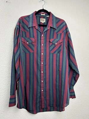 Camisa Ely Cattleman Hombres XXL Alta Roja Azul Perla Occidental Snap Rodeo Vaquero Foto 1 de 4