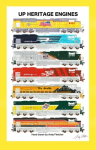 Union Pacific Heritage Engines 11"x17" Poster 12x18" matt Andy Fletcher signiert - Bild 1 von 1