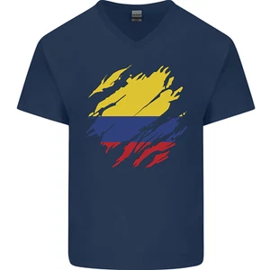Desgarrado Columbia Bandera Colombino Día Fútbol Hombre Pico Algodón Camiseta - Imagen 1 de 43