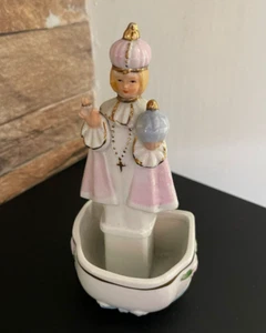 Vintage Prague Porcelain Holy Water Font Wall Benitier religious 20th Rare⭐ - Picture 1 of 10