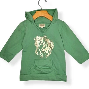 Z Cavaricci Toddler Girls 4 Sweatshirt Hoodie Pullover Green Hourse **Fits Small - Picture 1 of 8