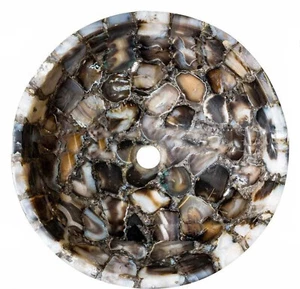 Black Agate Geode Kitchen Slab Sink Decor, Agate Hand Wash Basin Decors Top - Picture 1 of 3