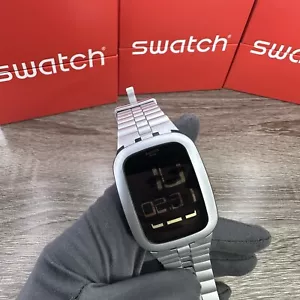 NEW✅ Swatch Touch SILVER BUMP SURM100 Black Dial Digital Silicone Unisex Watch - Picture 1 of 7