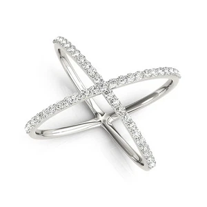0.45 Carat Total Weight Abstract Criss Cross Diamond Ring in White Gold - Picture 1 of 4